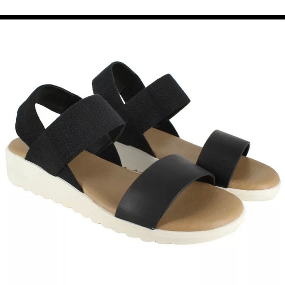 kensie Womens Everlee Black Slingback Wedge Platform Strap Strappy Sandal Size 6 - Picture 2 of 7